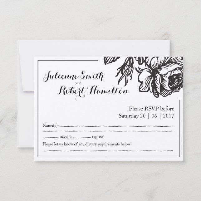 Rustikale Rose-Blume Hochzeiten von RSVP-Karten RSVP Karte (Vorderseite)