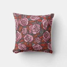 Rustikale Rose Blumenmuster Rosa Orange Taupe Grau