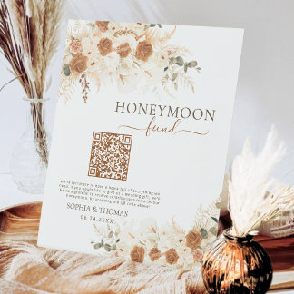 Rustikale Rose & Calla Lily Honeymoon Fund Sockelschild