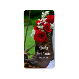Rustikale Rose Cowboy Boots Country Western Hochze Adressaufkleber