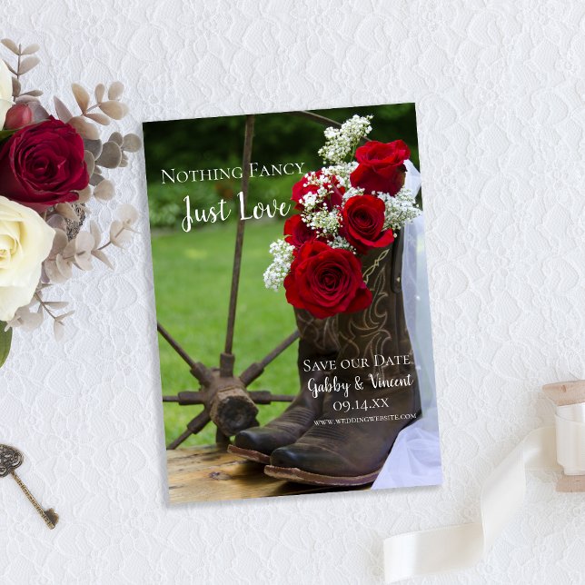 Rustikale Rose Cowboy Boots Hochzeit retten das Da Einladung (Von Creator hochgeladen)