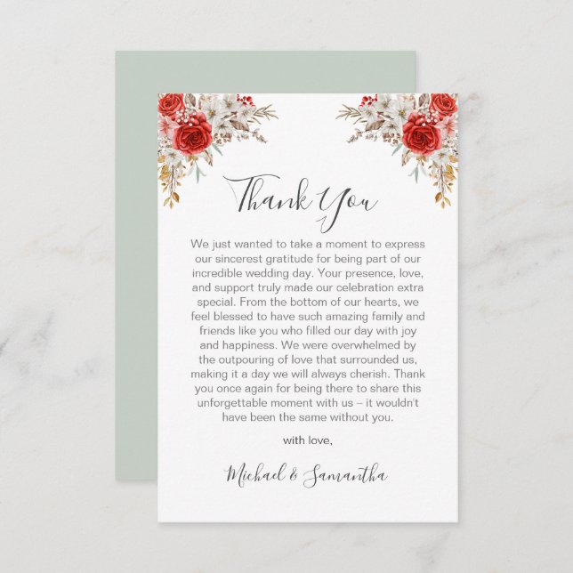 Rustikale Rose Dankeskarte (Vorne/Hinten)