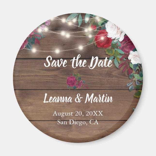 Rustikale Rose, die Licht Save the Date hellt Magnet (Vorne)