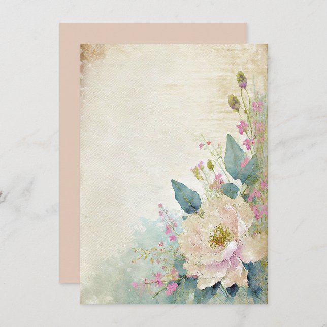 Rustikale Rose Einladung (Vorne/Hinten)