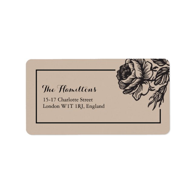 Rustikale Rose Elegante Hochzeitsadressen Adressaufkleber (Vorne)