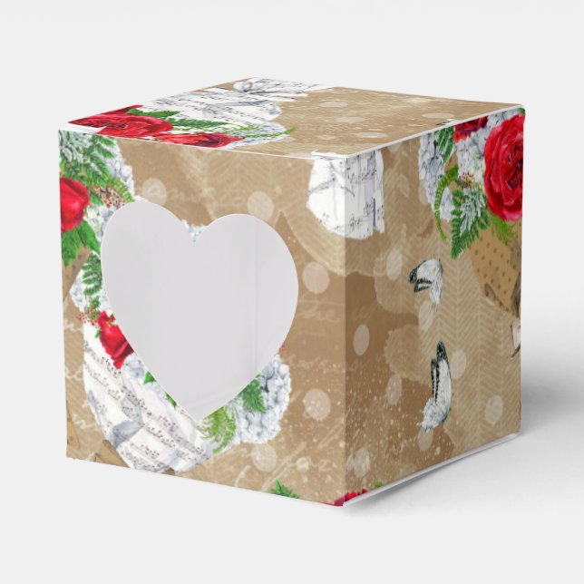Rustikale Rose Geschenkboxen mit Herz Geschenkschachtel (Vorderseite)