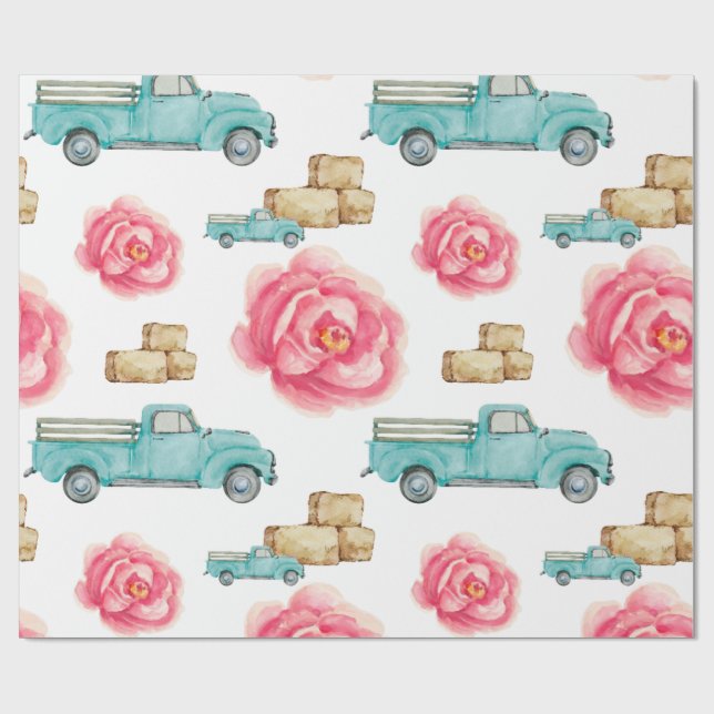 Rustikale Rose Geschenkpapier (Flach)