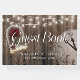 Rustikale Rose Glaskuppel Hochzeit Gästebuch