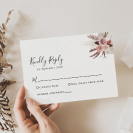 Rustikale Rose Gold Floral Wedding RSVP Card