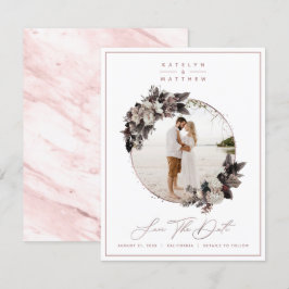Rustikale Rose Gold Gerahmtes Foto & Kalligrafie Save The Date