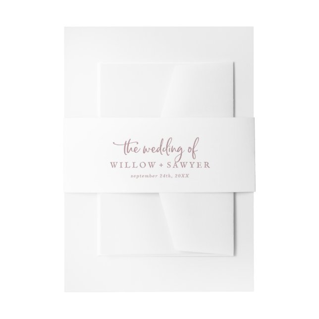 Rustikale Rose Gold Script die Hochzeit von Einladungsbanderole (Vorderseite Beispiel)