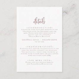 Rustikale Rose Gold Script Hochzeitsdetails Begleitkarte