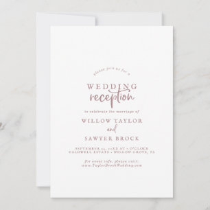 Rustikale Rose Gold Script Hochzeitsempfang Einladung