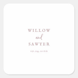 Rustikale Rose Gold Script Hochzeitskinder Umschla Quadratischer Aufkleber