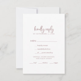 Rustikale Rose Gold Script Menü Auswahl RSVP Karte