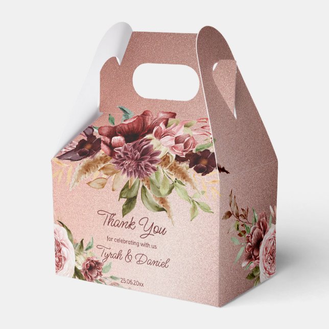 Rustikale Rose Gold Terracotta Rose Hochzeit im He Geschenkschachtel (Vorderseite)