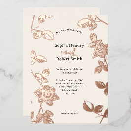 Rustikale Rose Gold Whimsical Floral Wedding Folieneinladung