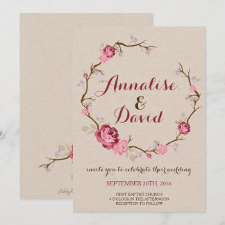 Rustikale Rose Hochzeit Einladung