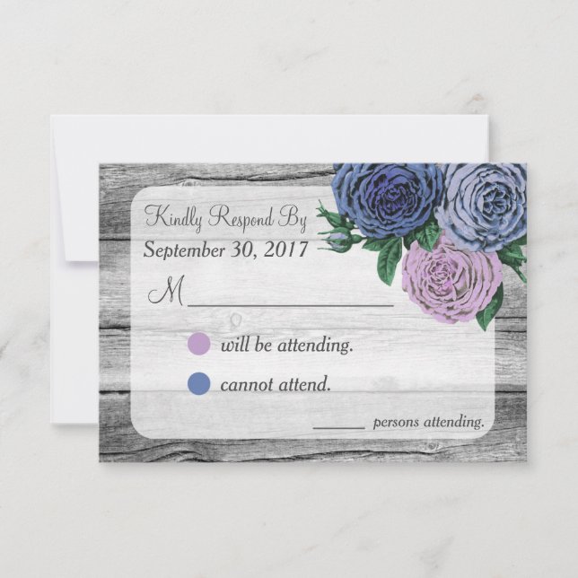 Rustikale Rose Hochzeit von RSVP Karte (Vorderseite)