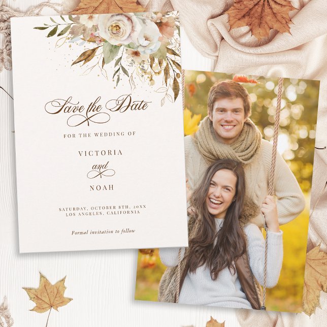 Rustikale Rose im Herbst Botanisches Skript Save The Date (Von Creator hochgeladen)