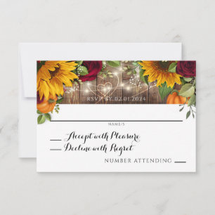 Rustikale Rose im Herbst, Sonnenblume Pumpkin UAWG RSVP Karte