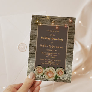 Rustikale Rose Lace Mason Jar Lights 25 Jahre Jubi Einladung