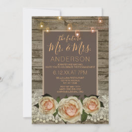 Rustikale Rose Lace Mason Jar String Light Verlobu Einladung