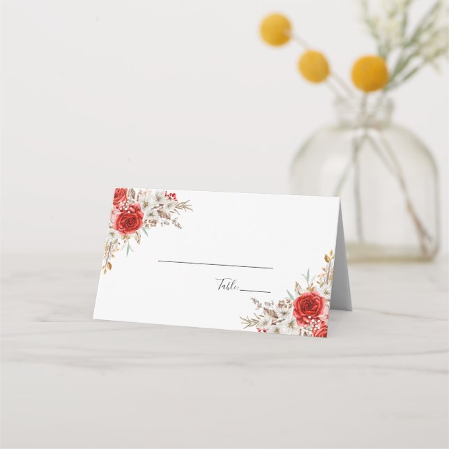 Rustikale Rose Platzkarte (Rückseite)