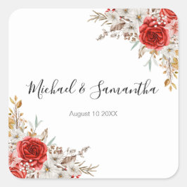 Rustikale Rose Quadratischer Aufkleber