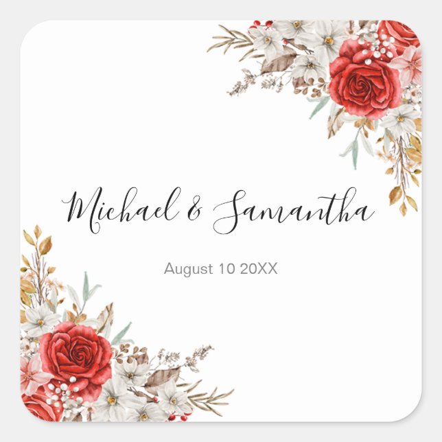 Rustikale Rose Quadratischer Aufkleber (Vorderseite)