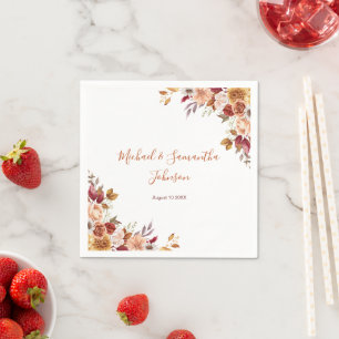 Rustikale Rose und Chrysantheme Herbsthochzeit Serviette