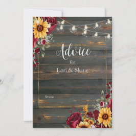 Rustikale Rose und Hochzeit Hinweiskarte