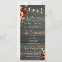 Rustikale Rose und Hochzeitsprogramm