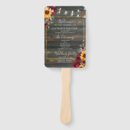 Rustikale Rose und Hochzeitsprogramm Fächer