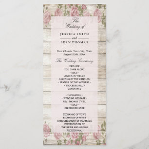 Rustikale Rose zum Hochzeitsprogramm für Holz Programm
