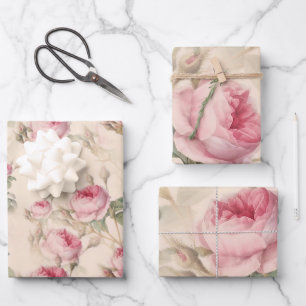 Rustikale Rosen Geschenkpapier Set