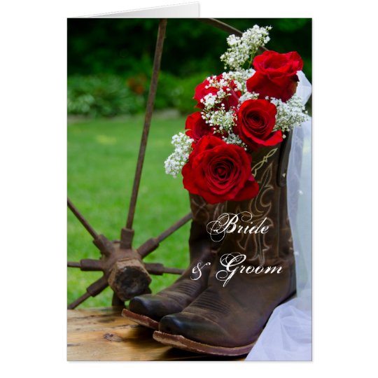 Rustikale Rosen und Cowboystiefel, die Einladung