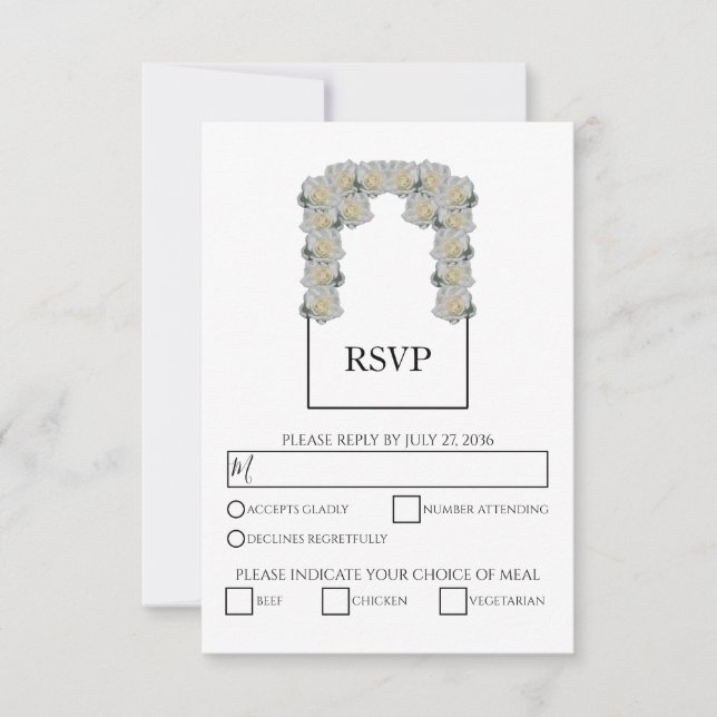 Rustikale Rosenmahlzeiten für RSVP-Karten RSVP Karte (Vorderseite)