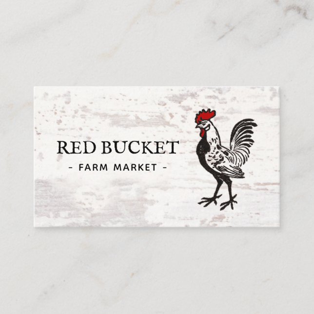 Rustikale Roster Farm Wood Business Card Visitenkarte (Vorderseite)