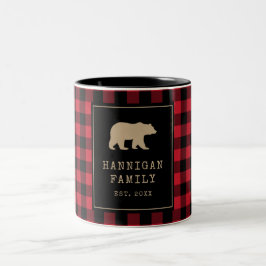 Rustikale Rot- und Schwarz-Buffalo-Karierter Famil Zweifarbige Tasse