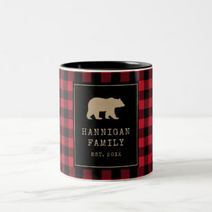 Rustikale Rot- und Schwarz-Buffalo-Karierter Famil Zweifarbige Tasse