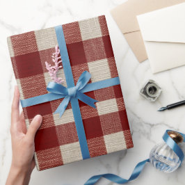 Rustikale Rot-Weiß-Karo-Scheunenholz-Karo-Muster Geschenkpapier