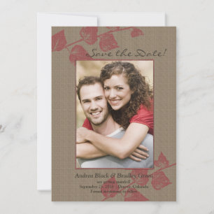 Rustikale rote Blätter Foto Hochzeit speichern das Save The Date