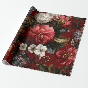 Rustikale rote botanische kühne vintage Boho-Blume Geschenkpapier