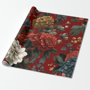 Rustikale rote botanische kühne vintage Boho-Blume Geschenkpapier