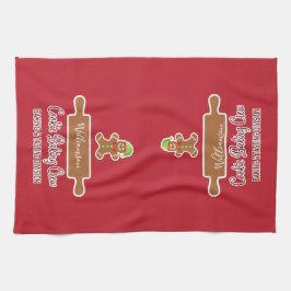 Rustikale Rote Familie Name Urlaub Backen Mit Mono Geschirrtuch