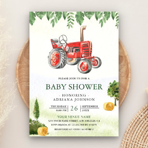 Rustikale rote Farm-Traktor-Baby-Party Einladung