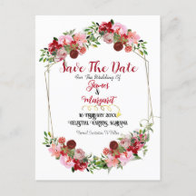 Rustikale Rote Flora Rahmen Aquarell Save the Date