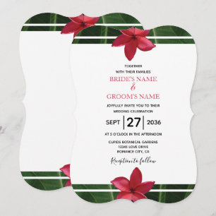 Rustikale Rote Frangipani Plumeria Hochzeitseinlad Einladung