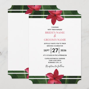 Rustikale Rote Frangipani Plumeria Hochzeitseinlad Einladung